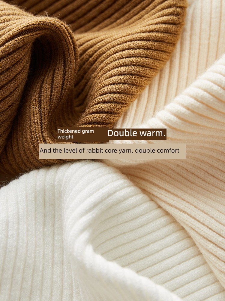 square neck Inner lap white Self-cultivation Long sleeve jacket Sweater