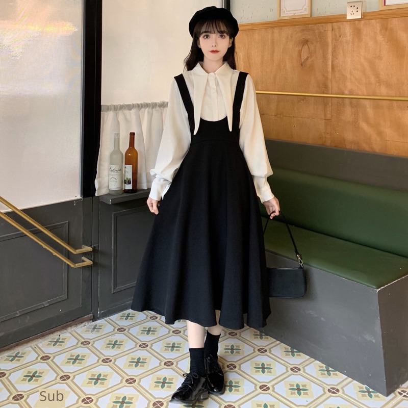 French Retro Cover meat Show thin Early autumn The new Strap skirt
