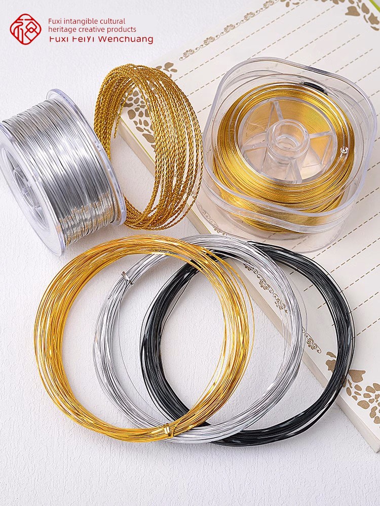 Cloisonné Enamel DIY Craft Materials: Gold Wire, Silver Wire, Blue-Purple-Black Floral Wire, Flat Wire