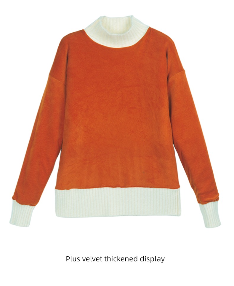 Half high collar easy Plush Twisted flower knitting ma'am sweater
