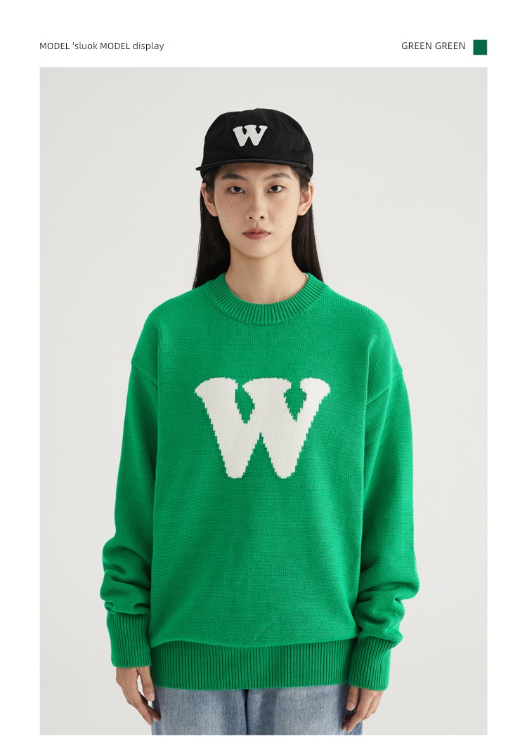 WASSUP letter leisure time trend Round neck men and women sweater