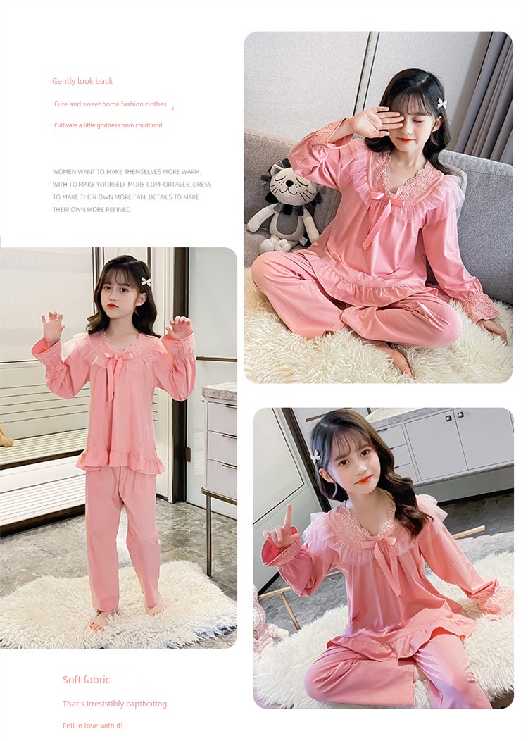2026 New Long-Sleeved Princess-Style Autumn Home Wear Set for Older Girls, Children's Pajamas for Girls, Spring and Autumn Style — 12