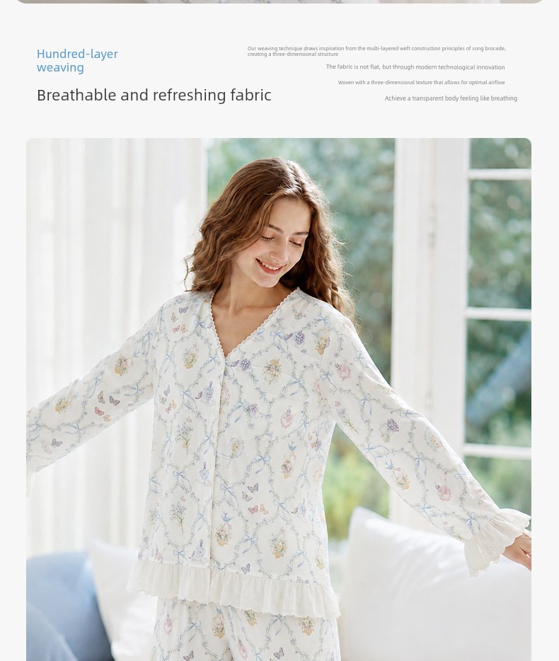 Tugtug Cotton Gauze Maternity Pajamas Autumn Thin Nursing Sleepwear Gauze Maternity Sleepwear Bamboo Cotton Sweat-Absorbent Home Wear Set — 9