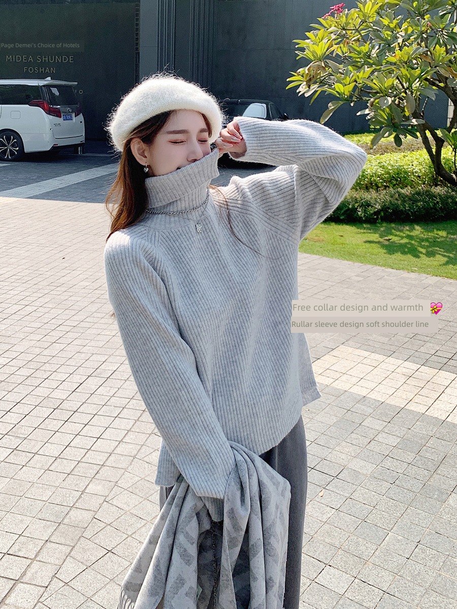 Island song lady Inner lap Autumn and winter easy High collar sweater