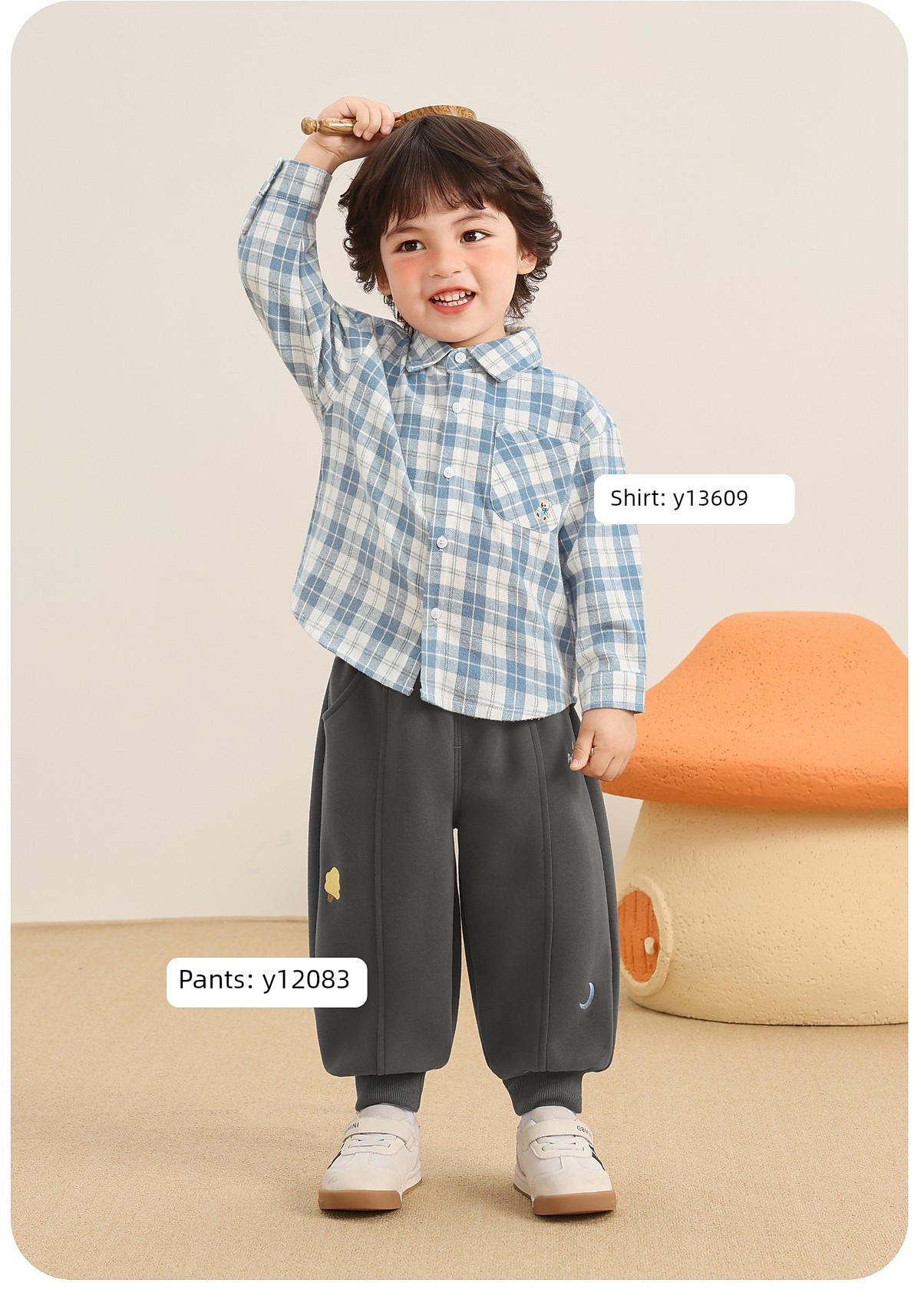 Kaka Panda Boys' Plaid Long-Sleeve Shirt Spring and Autumn Thin Jacket Children's Girls' Cotton Shirt Top — 12
