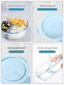 Round Microwave Oven Heating Soup Bowl Bento Glass Lunch Box