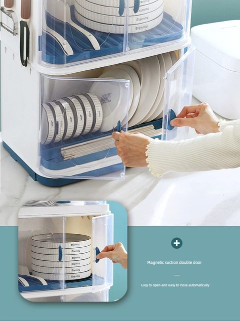 Kitchen bowl rack bowl and chopstick storage box with lid bowl and tableware box dish drain storage rack plastic cupboard household use