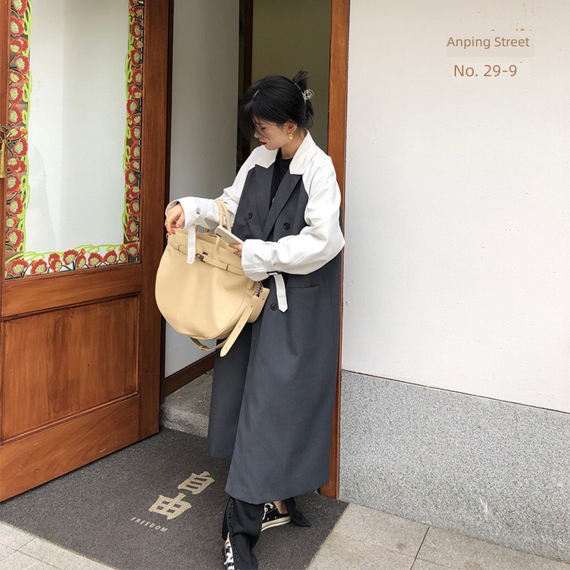 Sense of design fashionable atmosphere Medium and long term grey work clothes