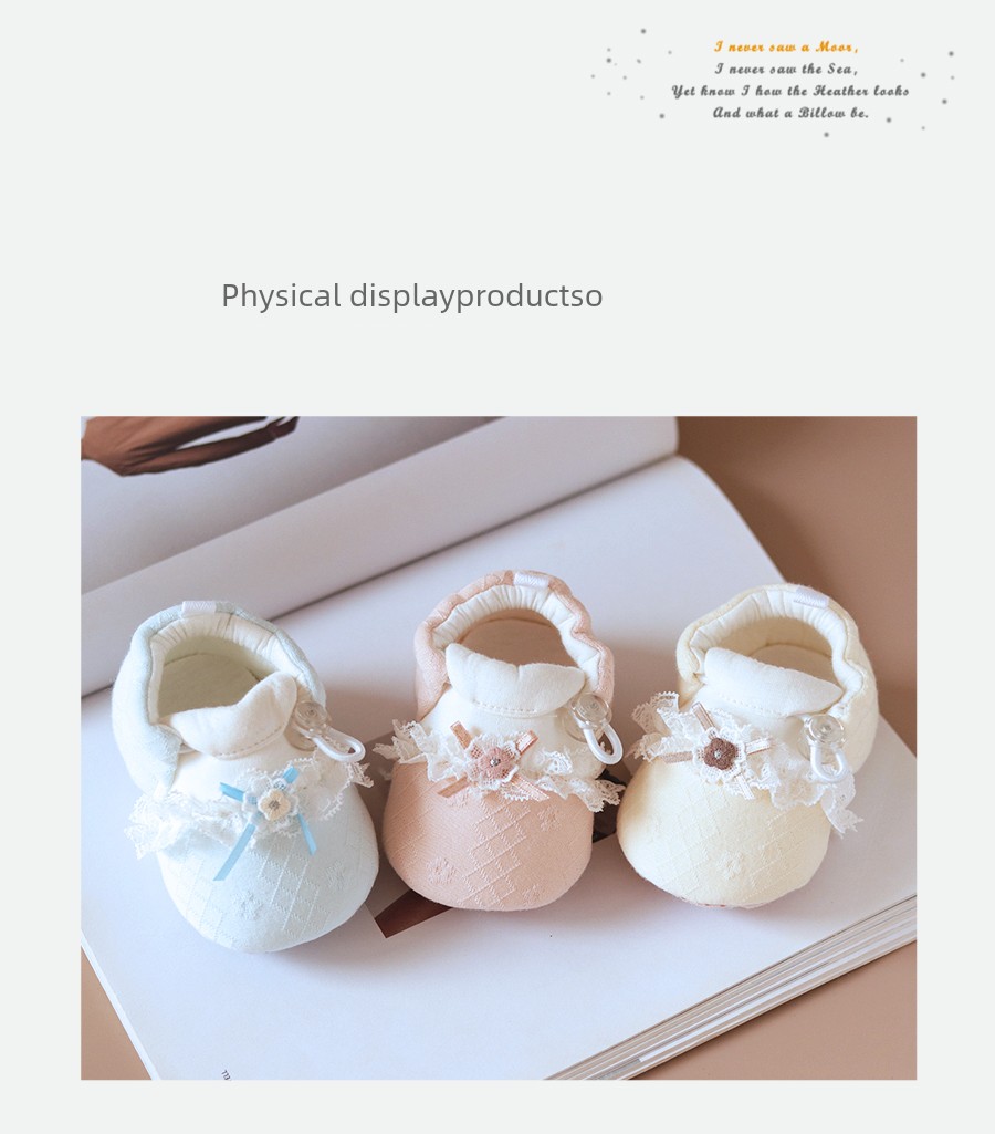 Baby Spring and Autumn Shoes That Don'T Slip Off, Princess-Style Shoe Covers for Baby Girls, 6 to 12 Months, Newborn Shoes 0-3 Months — 14