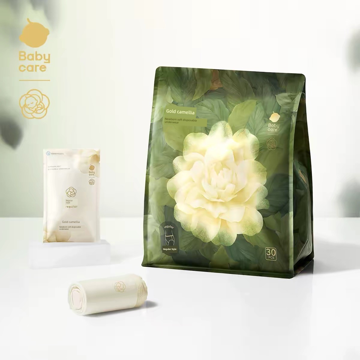 Babycare Disposable Underwear Camellia Flower High-Waisted Large Size for Postpartum Women, Travel, No-Wash, Daily Use