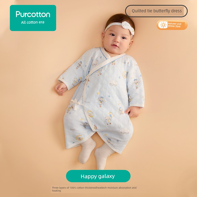 Purcotton Double-Layer Gauze Spring & Fall Winter Rompers — 6