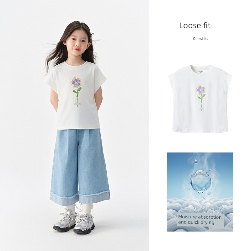 Semir Children's Short-Sleeve T-Shirt 2025 Summer New Style Comfortable Loose Printed Girls' Clothing with a Unique Design — 1