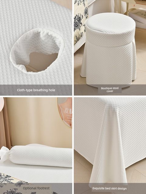 High-end light luxury beauty bed cover four-piece set four-season universal beauty salon special bedding massage sheet physiotherapy with holes