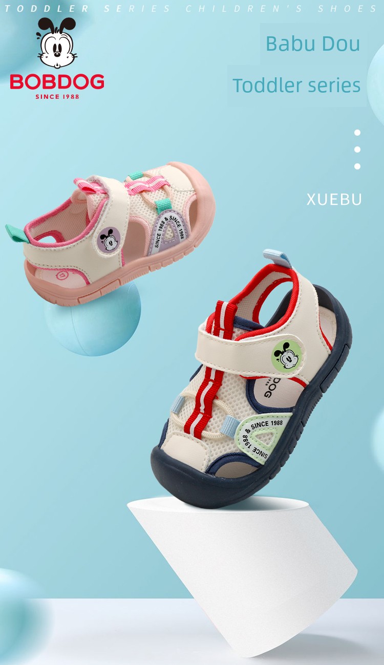 Babudou Infant and Toddler Shoes, Summer Breathable Toe-Toe Sandals, Non-Slip Soft-Soled Velcro Functional Shoes for Men and Women — 1