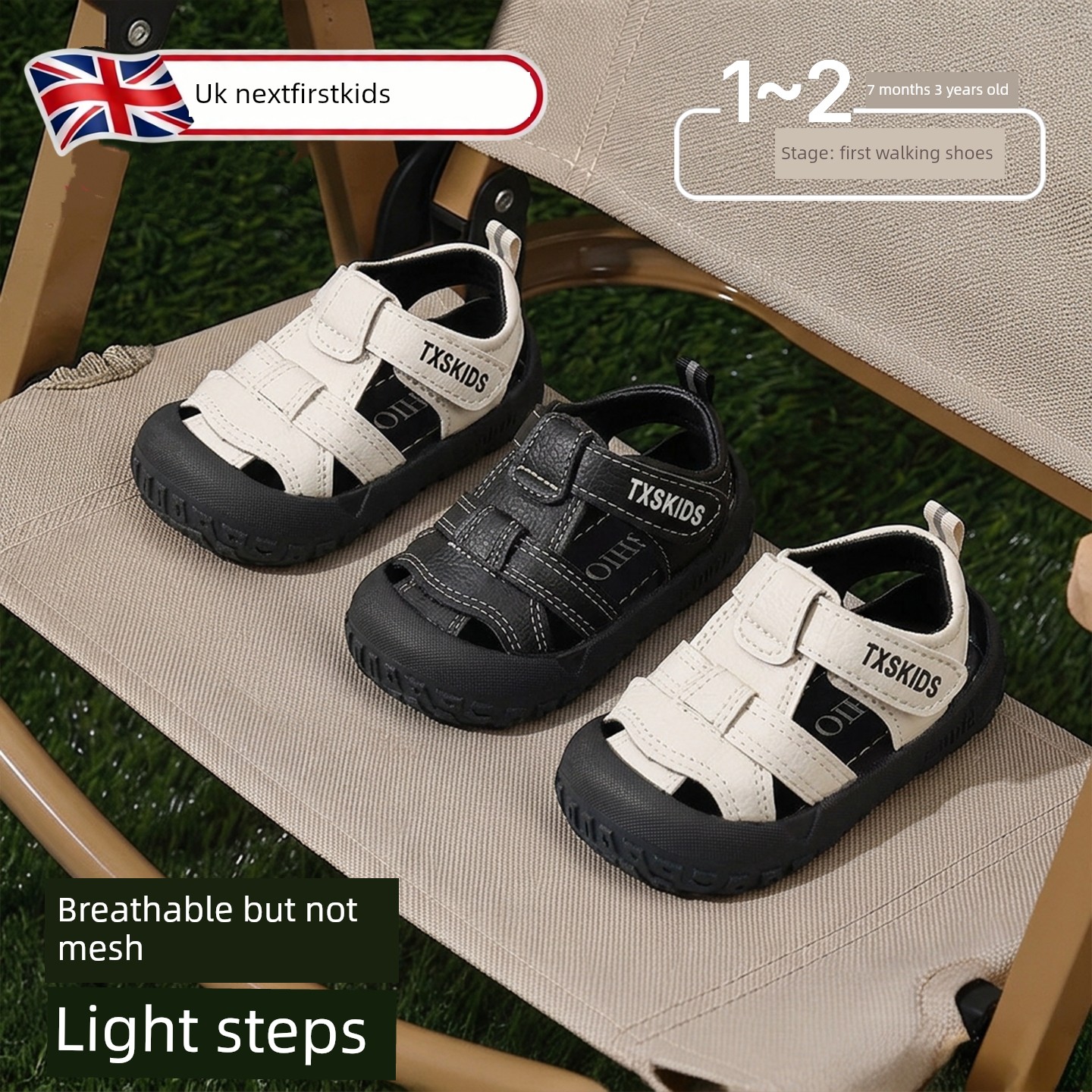 British Infant Boys' Sandals 2026 New Summer Style Soft-Soled Non-Slip Closed-Toe Lightweight Sports Shoes for Boys and Girls