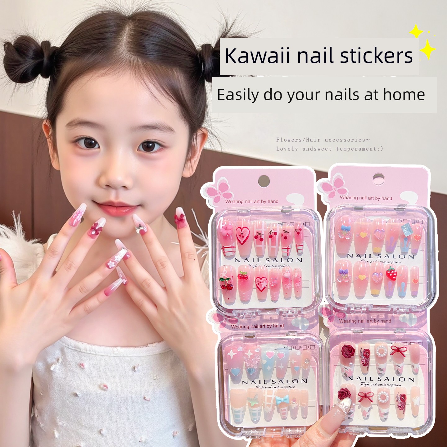 Children's Cartoon Cute Nail Stickers 2026 New Model Long Nail Stickers for Girls Gift for Girls Primary School Students Nail Stickers — 7