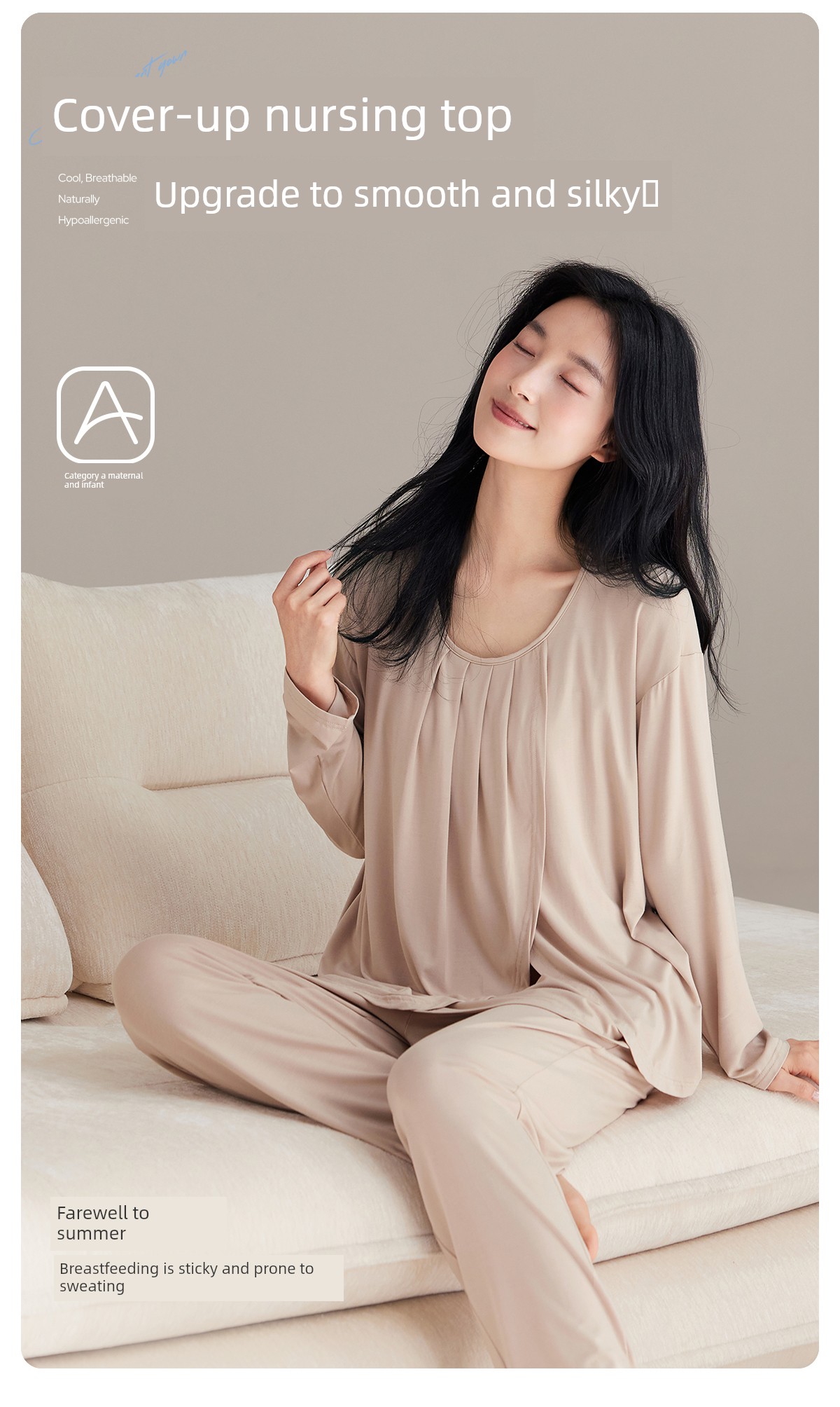 Jq Jingqi Postpartum Clothing Pure Cotton Sweat-Absorbent Postpartum Nursing Pajamas for Pregnant Women Breastfeeding and Maternity Home Wear Autumn Season — 2