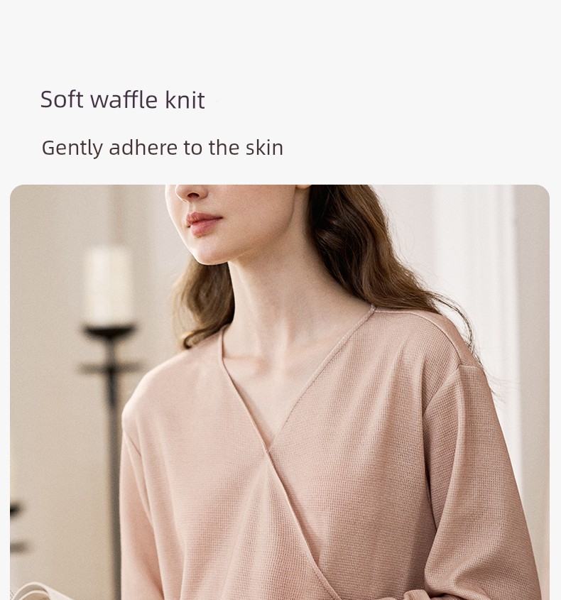 Manxi Autumn and Winter Camellia Waffle Nursing Clothes Yoga Sports Wearable Postpartum Outfit Maternity Homewear Set — 13