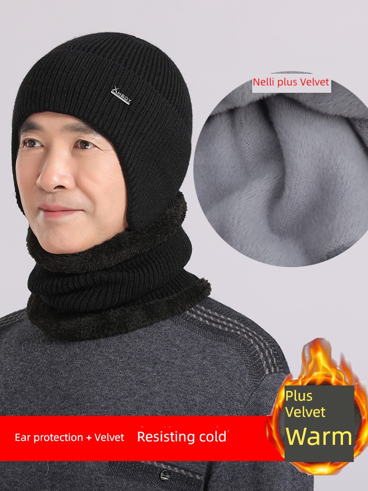 Middle aged and old people dad thickening knitting winter Hat