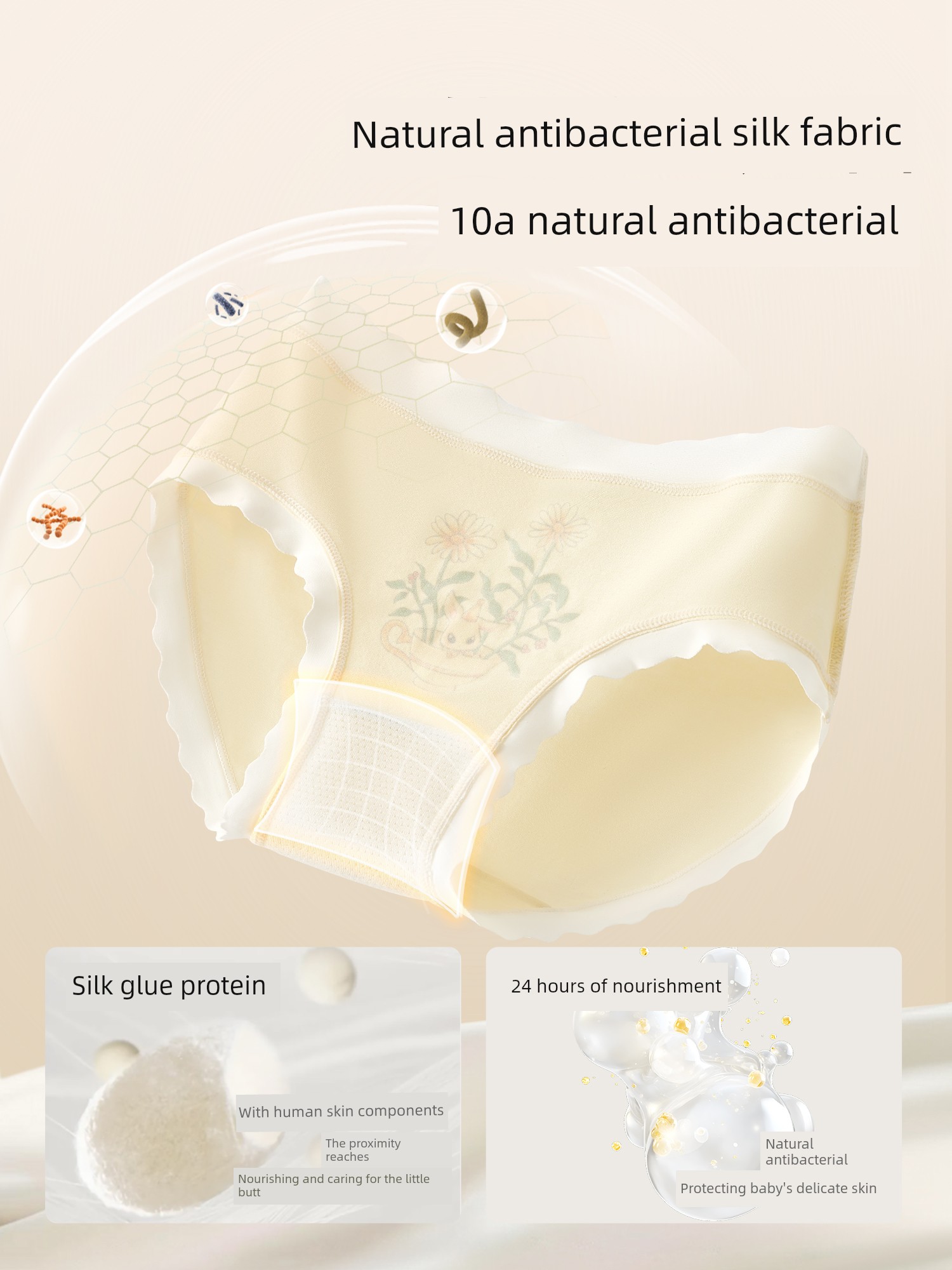 [Camellia Soft Care Pants] Children's Underwear for Girls, Lyocell Breathable, Medium and Large Kids, Class a Girls' Triangle Briefs — 4