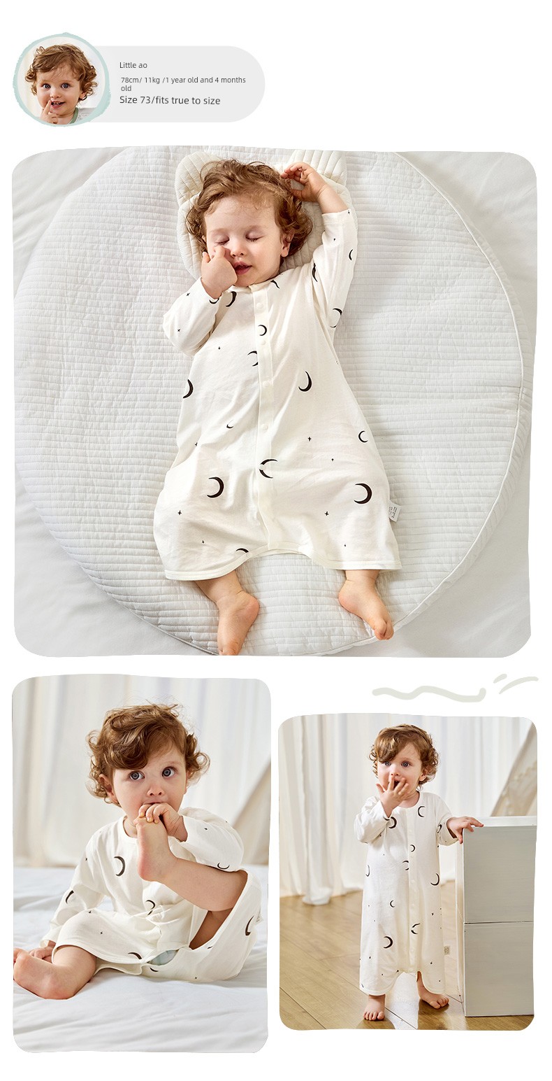 Baby Pajamas, Baby Nightgown, Autumn One-Piece Clothing, Pure Cotton, Thin Long-Sleeved Autumn and Winter Sleeping Bag for Young Children, Boys — 25