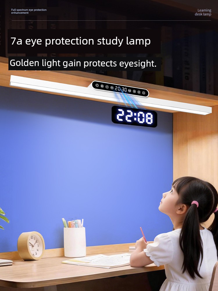Wall-Mounted Eye-Protection Lamp, Desk Lamp for Studying, Full-Spectrum Long Strip Light for Students and Children, Reading Lamp with Magnetic Attachment, No Base