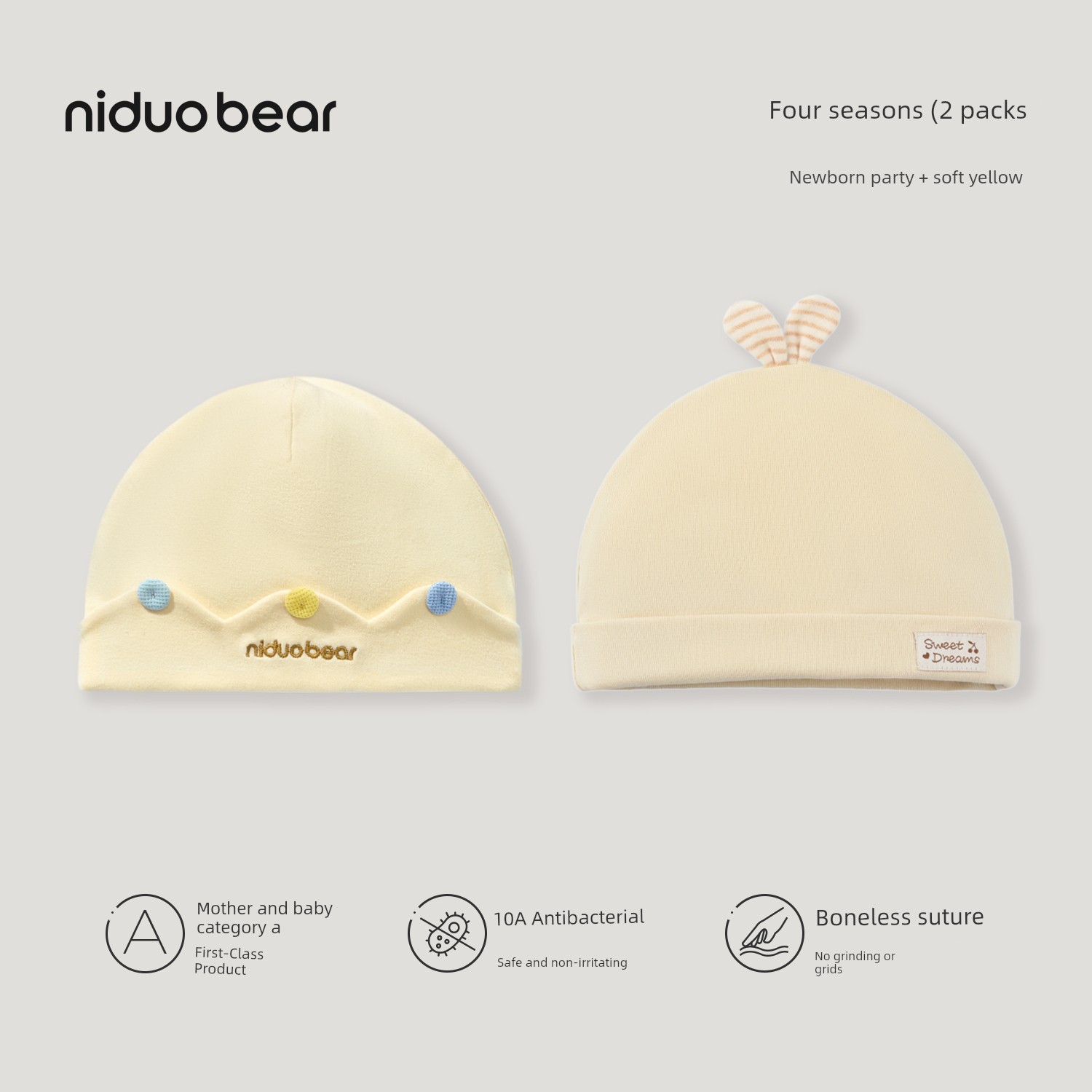 Niduoxiong Newborn Pure Cotton Small-Month Baby Beanie Cap — 7