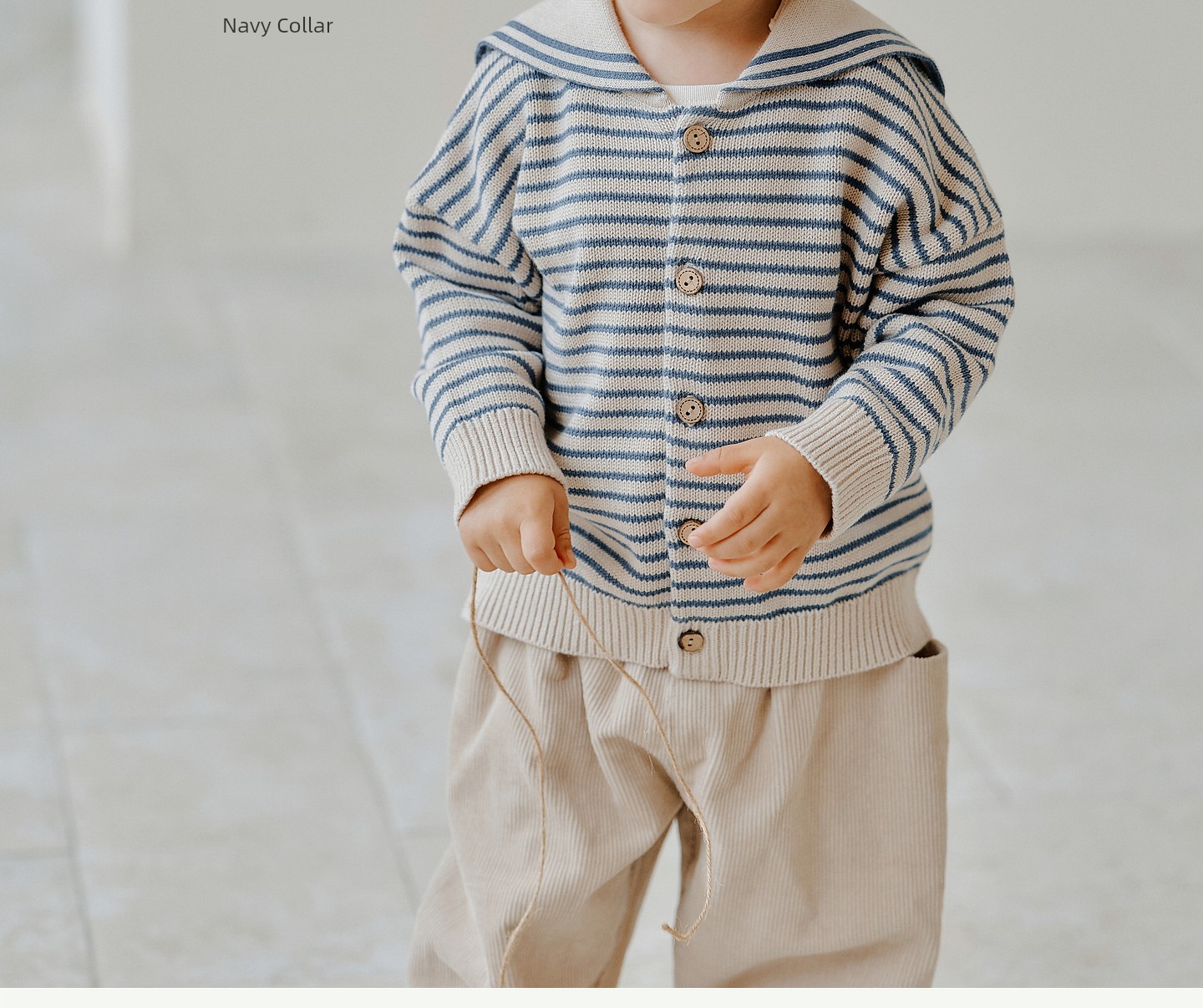 [New Product] Oak Family Kidsren's Autum Sweater Top Pure Cotton Navy Collar Long-Sleeved Knitted Cardigan — 17