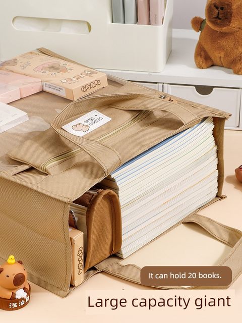 Kapibala Tutorial Bag Handbag Carrying Book Bag Special Oxford Cloth File Bag Homework Storage Tutorial Bag Information Canvas Bag Test Paper Study Bag Junior High School Boys Girls Children