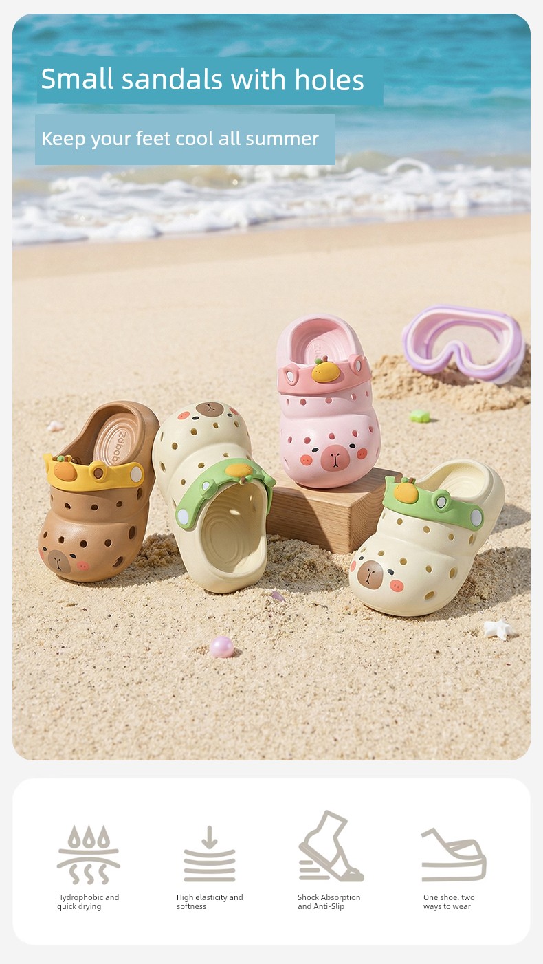 Pig Daddy Baby Slippers for Girls, Summer Non-Slip Bathroom Shoes for Infants and Toddlers, Children's Clogs for Boys, Beach Shoes — 1