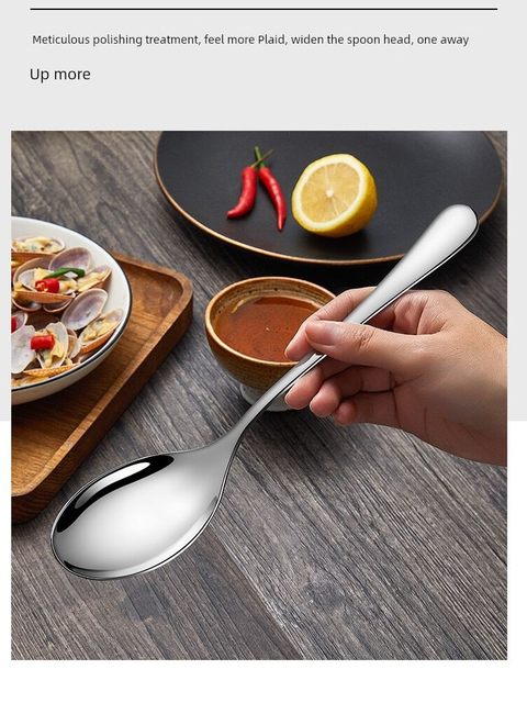 410 stainless steel public spoon thickened long handle spoon dish and meal spoon household large pointed spoon spoon dry rice spoon