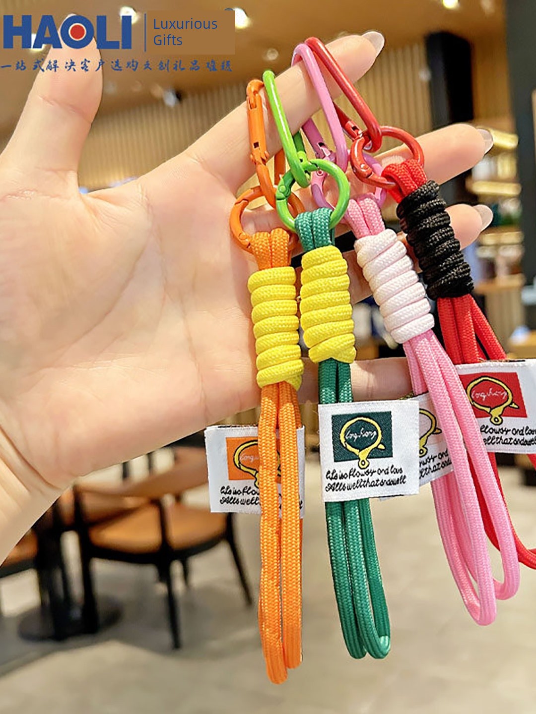 2026 New Dopamine Color-Blocking Keychain Wrist Strap Creative Car Keychain Backpack Simple Small Pendant