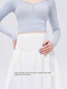 Maternity Skirt Autumn 2026 New Style High-End Pregnancy Skirt with Belly Support for Petite Women, White Half-Skirt, Th