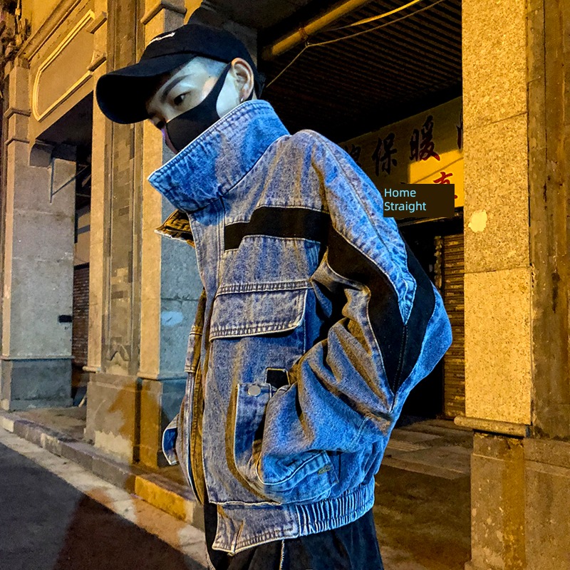 Hip hop Retro washing BF wind stand collar easy Jeans