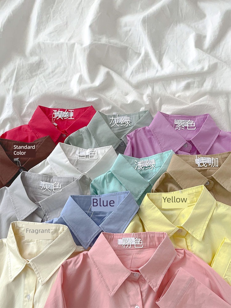 2022 autumn white ma'am fashion Long sleeve shirt