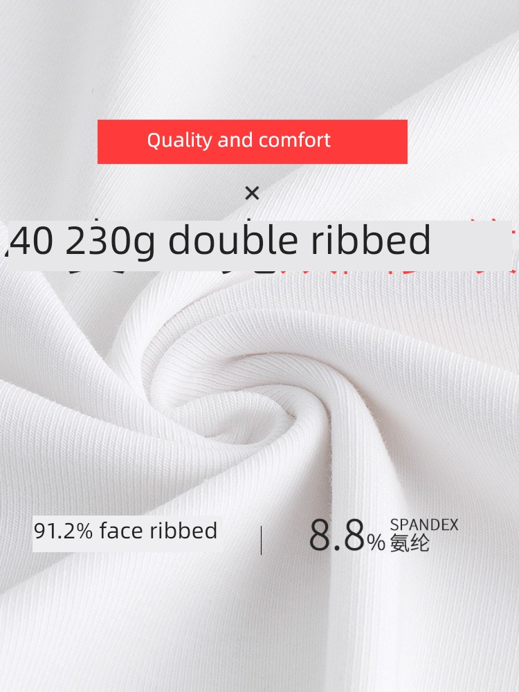white Middle sleeve pure cotton Seven summer Half high collar T-shirt