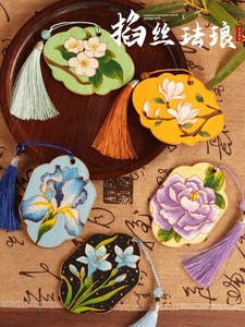 Intangible Cultural Heritage Cloisonné Enamel Painting Bookmark Pendant Handmade DIY Material Kit Bamboo Wood Team Buil
