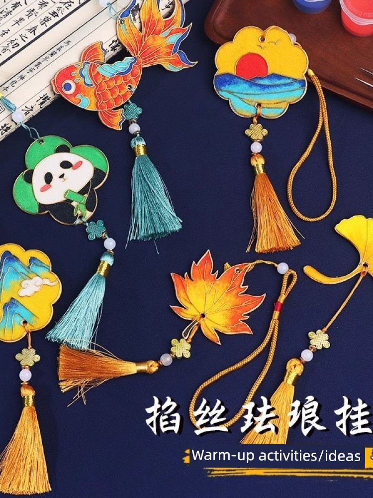 Back-To-School Season Gifts, Intangible Cultural Heritage Cloisonné Enamel Pendants, Handmade DIY Materials, Traditional Culture Bookmarks, Scene Decoration