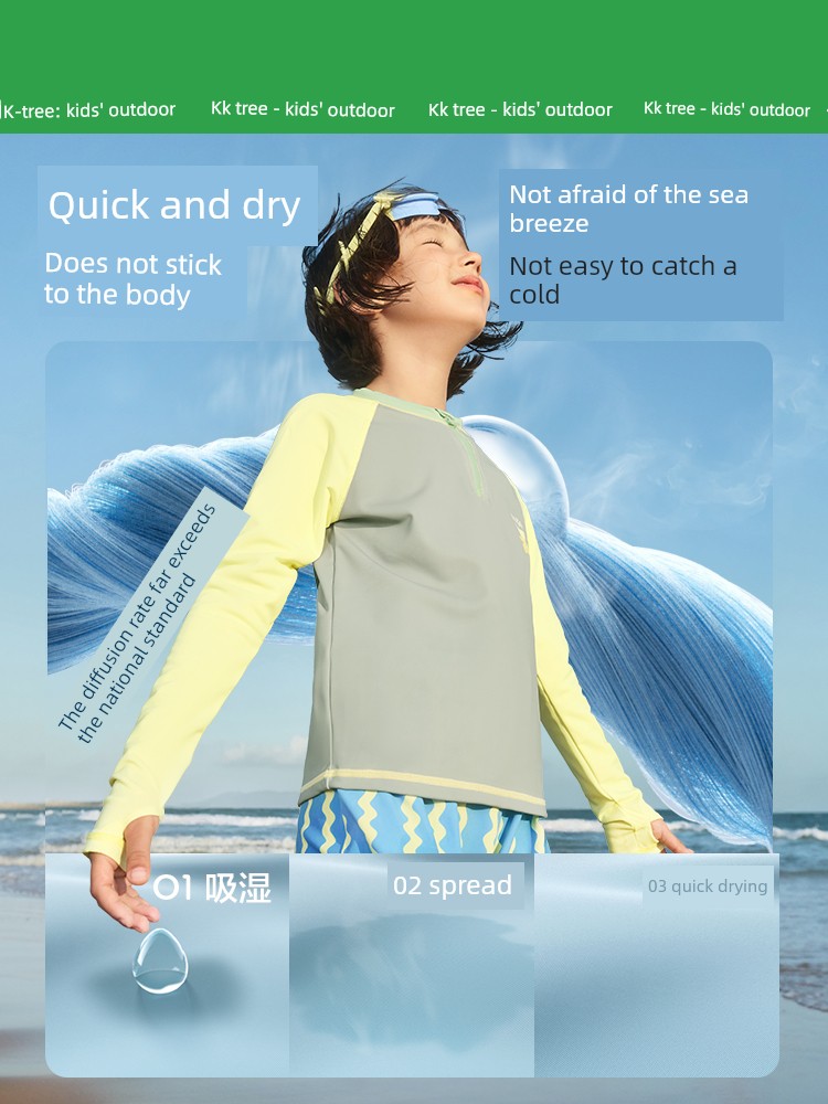 Kk Tree Children's Swimwear Boys' Long-Sleeve Long-Pants Baby Two-Piece Swimsuit Girls' Swimwear Beach Sun Protection Summer — 4