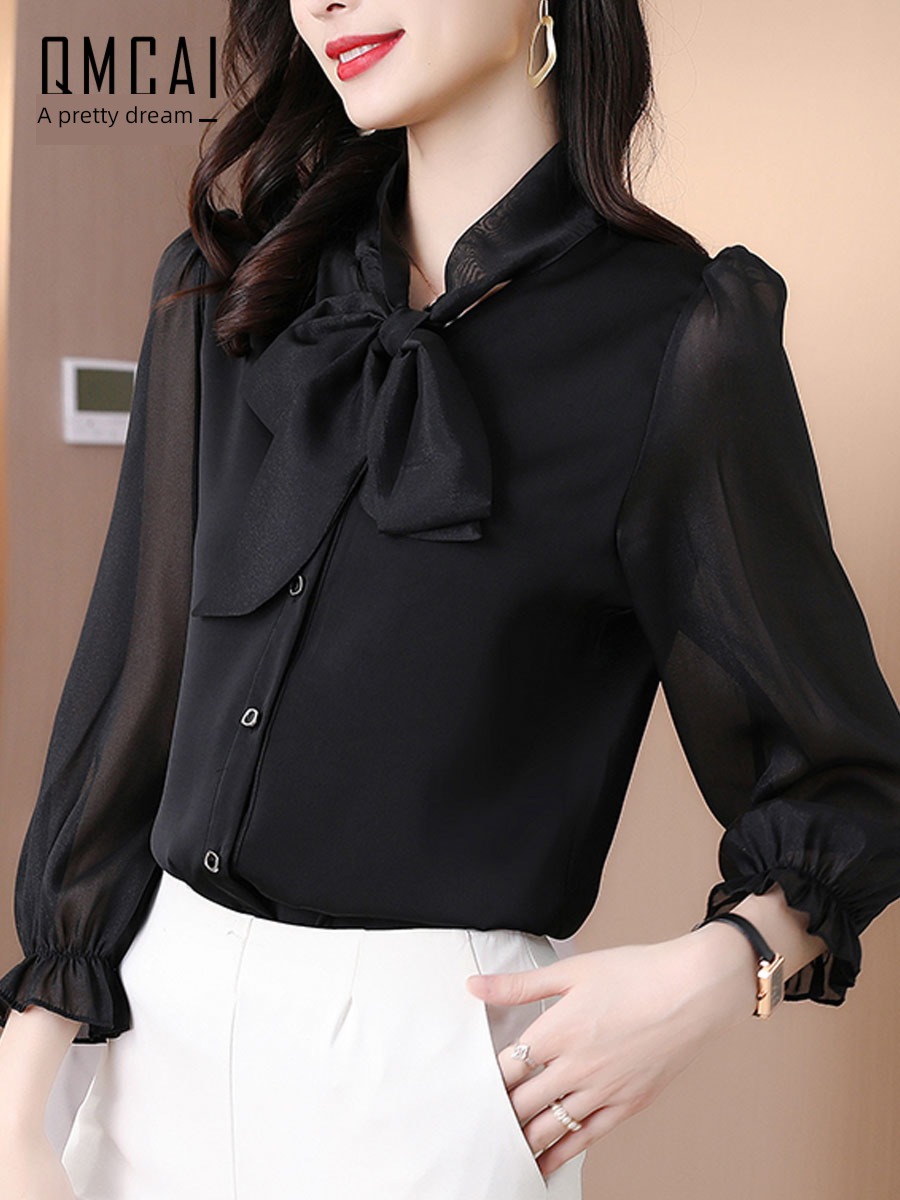 white Sense of design fashion jacket Chiffon shirt