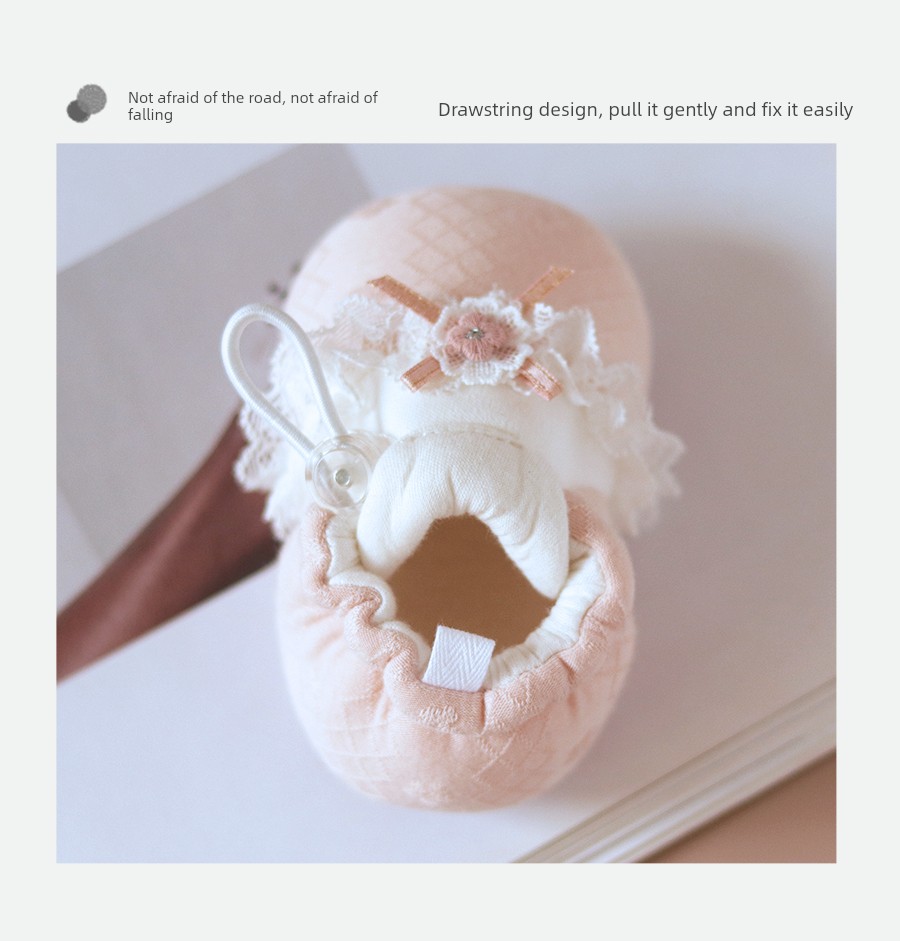 Baby Spring and Autumn Shoes That Don'T Slip Off, Princess-Style Shoe Covers for Baby Girls, 6 to 12 Months, Newborn Shoes 0-3 Months — 9
