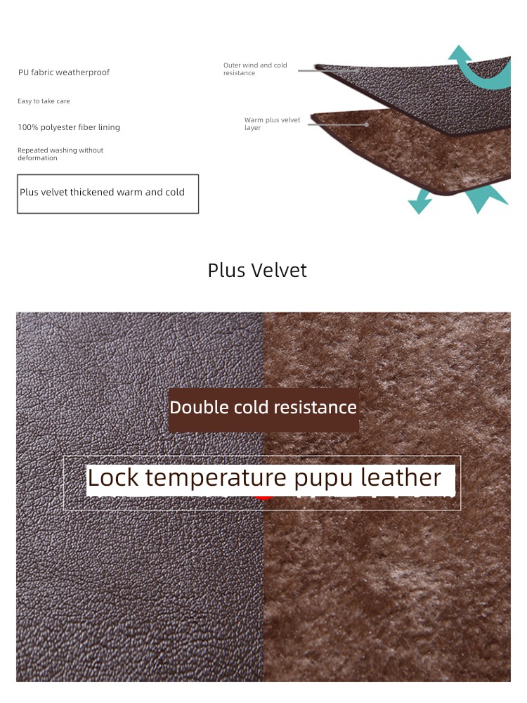 Autumn and winter Plush thickening keep warm Middle aged man leather clothing