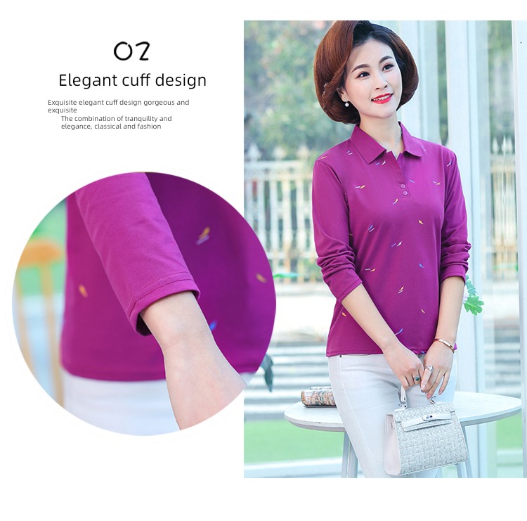 ma'am printing Autumn  Collar Undershirt Long sleeve T-shirt
