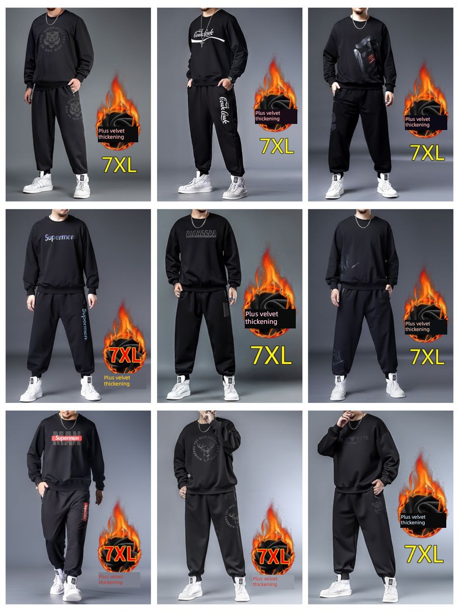 300 Jin Big size winter Plush thickening Sports suit