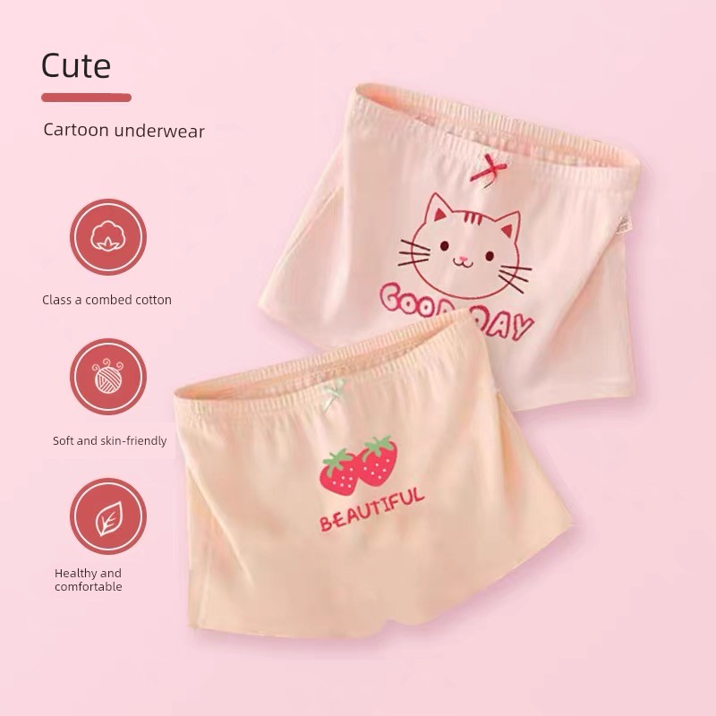 Children's Underwear for Girls, Pure Cotton Baby Boxer Shorts, Mid-To-Large Children's 100% Cotton Shorts for Girls That Don'T Pinch the Buttocks — 3