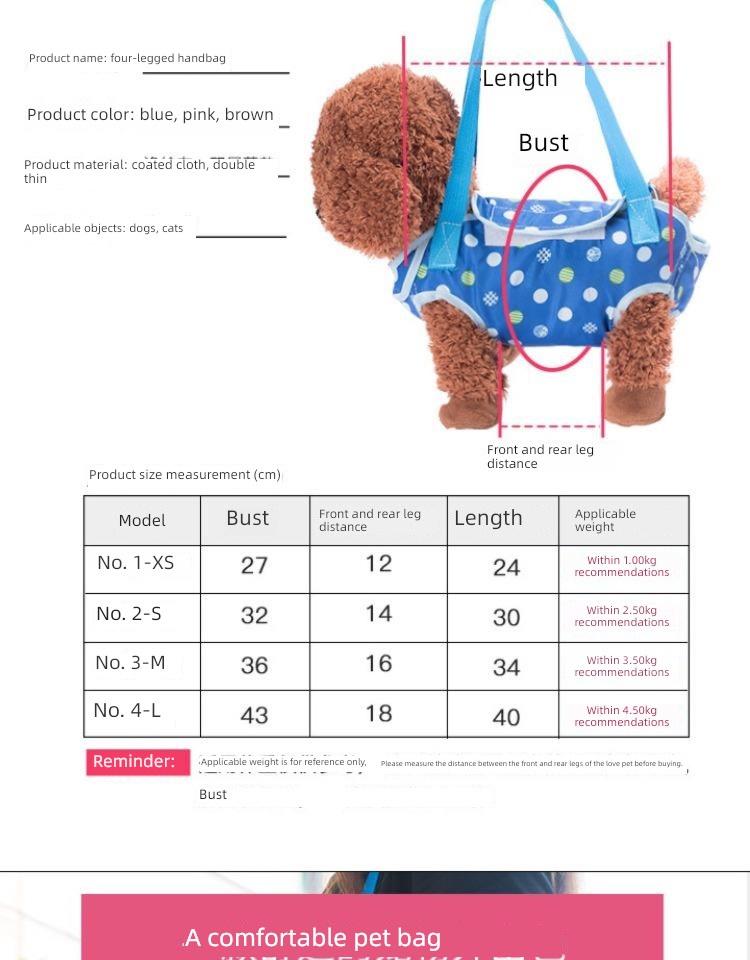 Inclined shoulder bag convenient portable Traction rope Chest strap Pets
