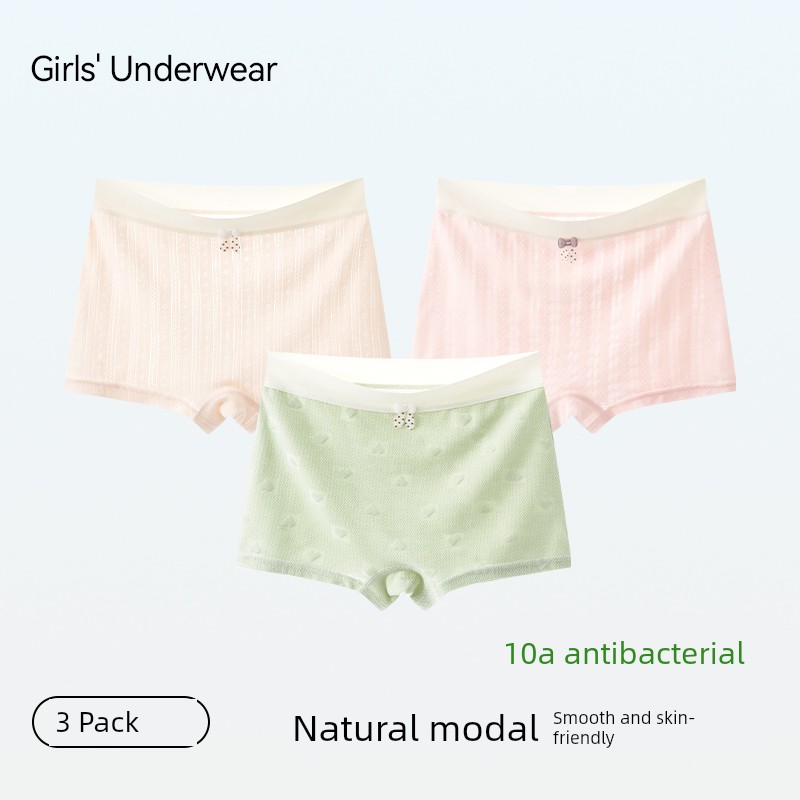 Girls' Underwear, Ice Silk Modal, Medium and Large Children's Boxer Briefs, Summer Thin Style, for Teenagers in the Developmental Period, 12 Years Old — 1