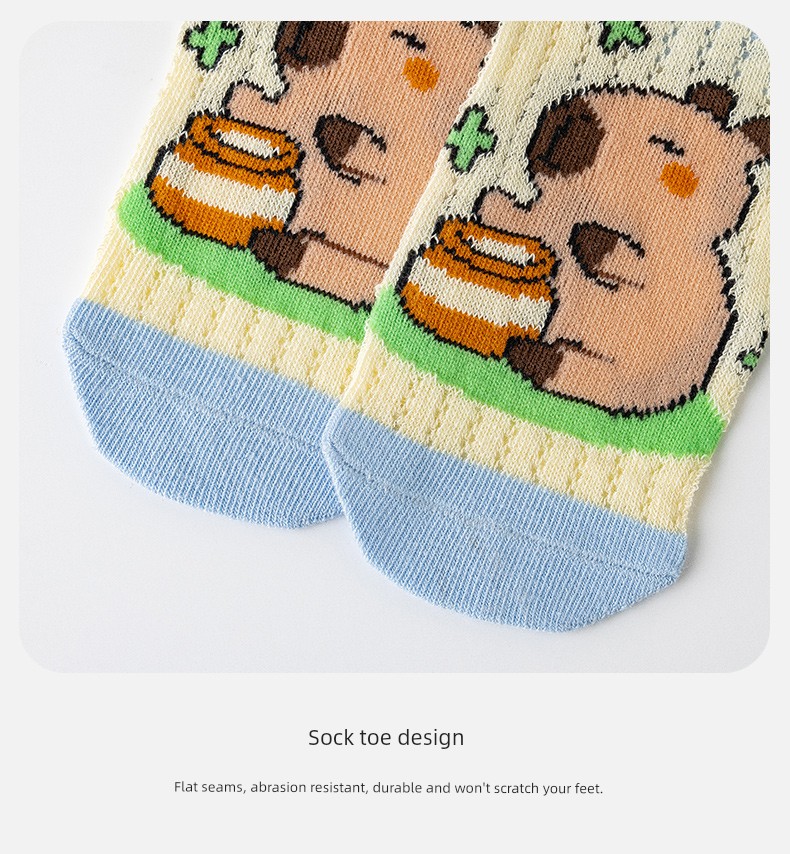 Kappabala Boys' Socks Summer Thin Children's Cotton Socks Ultra-Thin Mesh Cartoon Girls' Baby Summer Mid-Calf Length Socks — 16