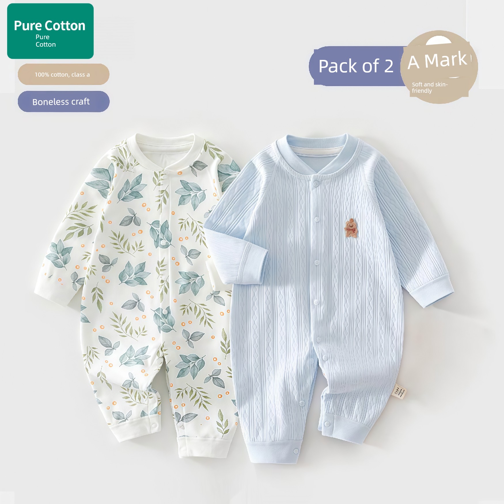Cotton Baby Jumpsuit, Autumn Clothing for Newborns, Soft and Skin-Friendly Pajamas for Boys and Girls, All-Season Romper
