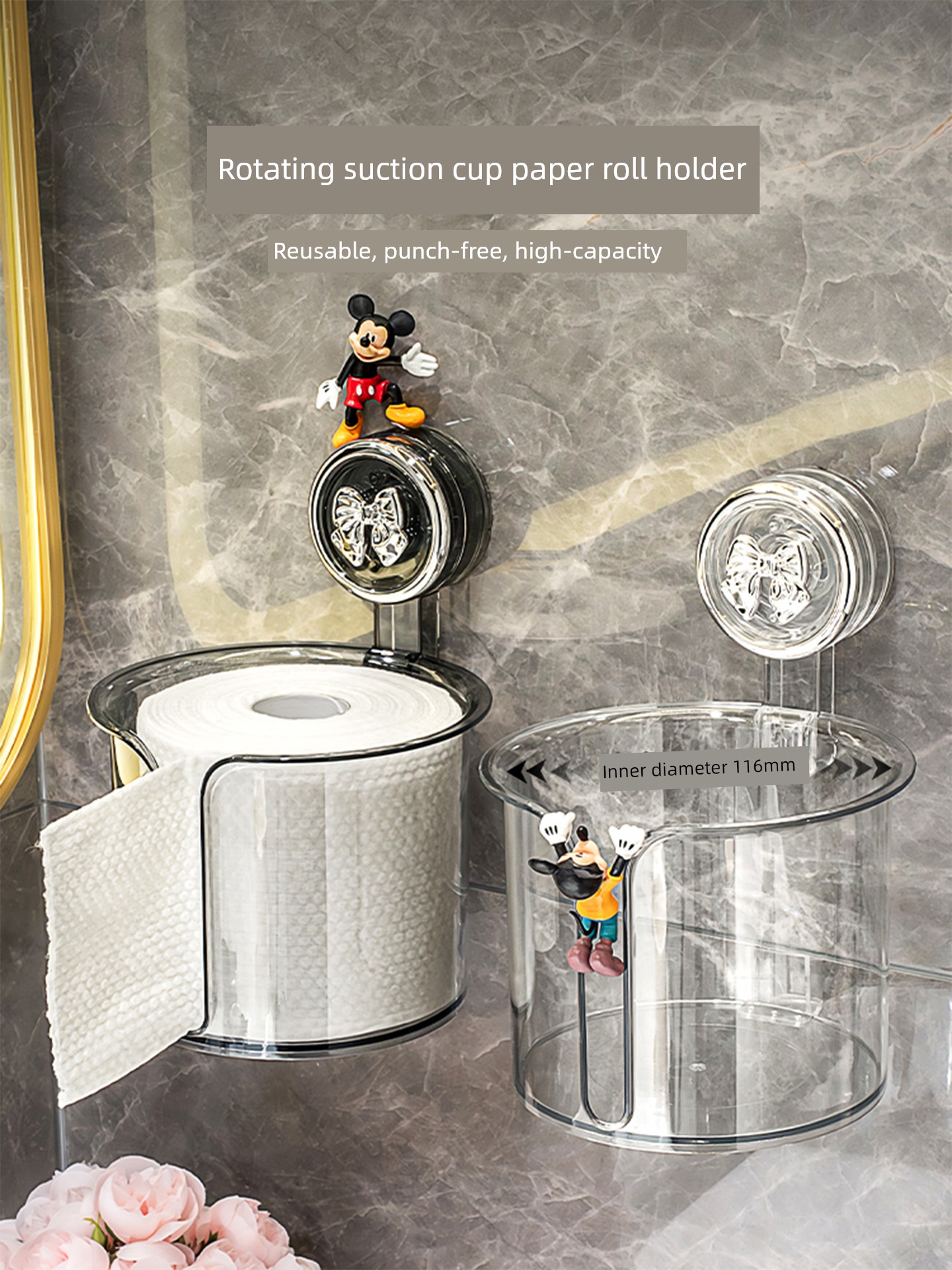 Wall-Mounted Bathroom Roll Stand Toilet Storage Box Suction Cup